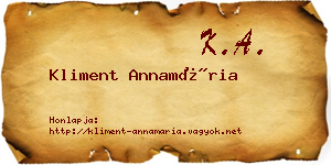Kliment Annamária névjegykártya